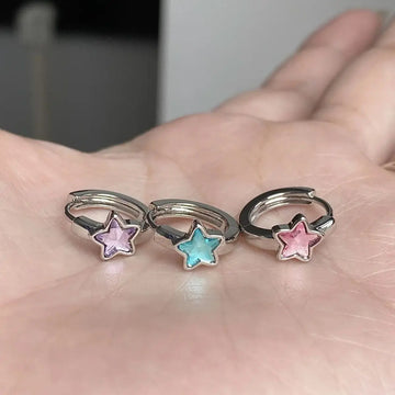 DAIIIBABYYY  -  Fashion Colorful Zircon Star Necklace Earrings for Women Sweet Cool Pentagram Chokers Clavicle Chain Earrings Y2K Jewelry Sets